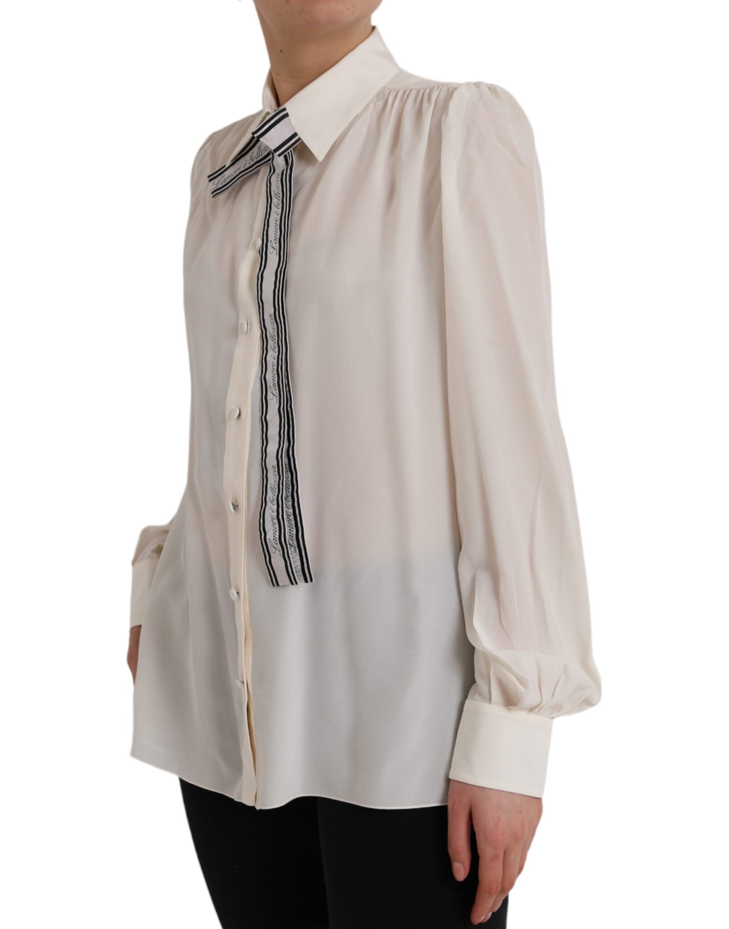 Off-White Langarm-Bluse mit Knopfleiste