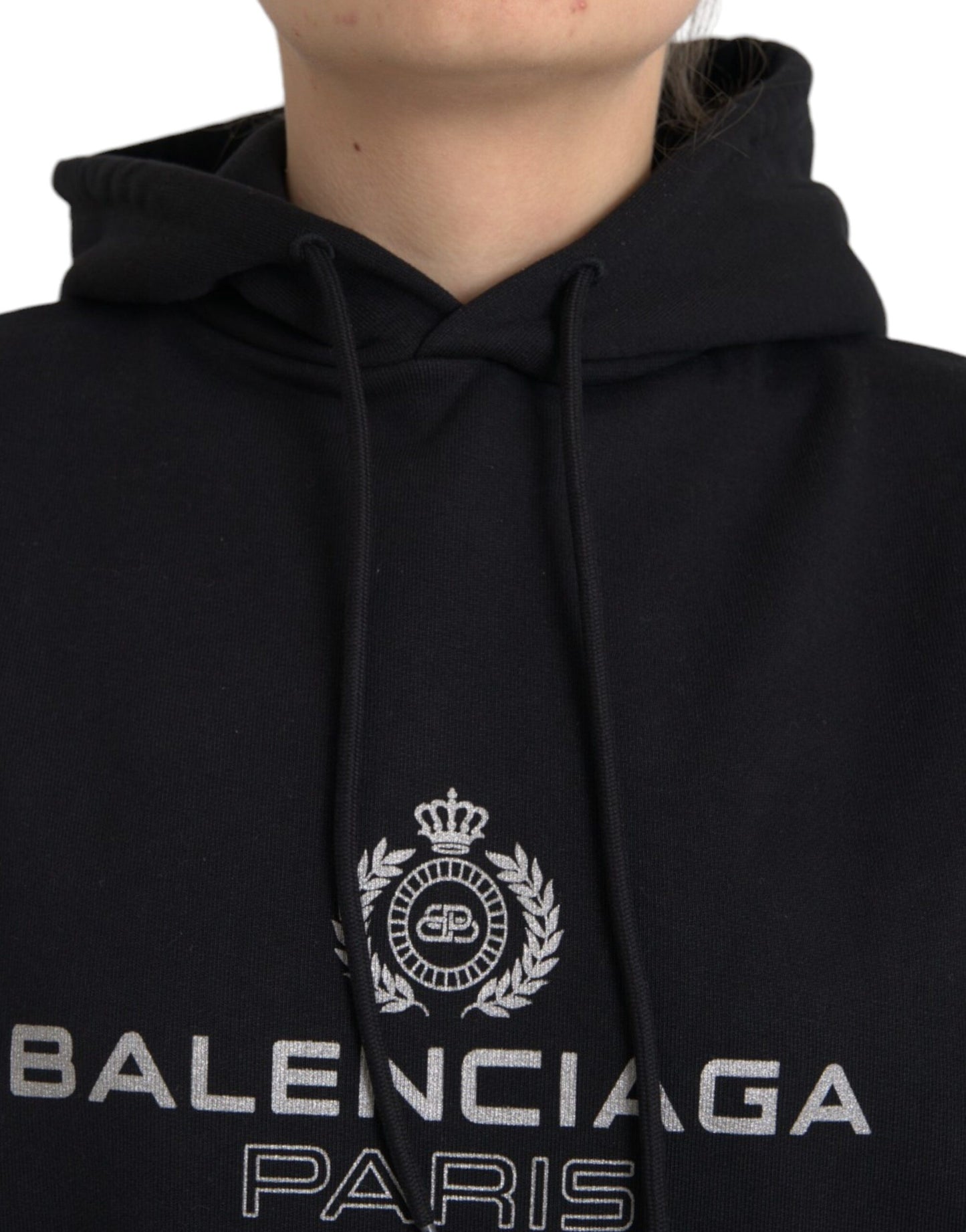 Schwarzer Kapuzenpullover aus Baumwolle mit Logo