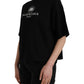 T-shirt girocollo a maniche corte con logo in cotone nero