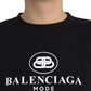 T-shirt girocollo a maniche corte con logo in cotone nero