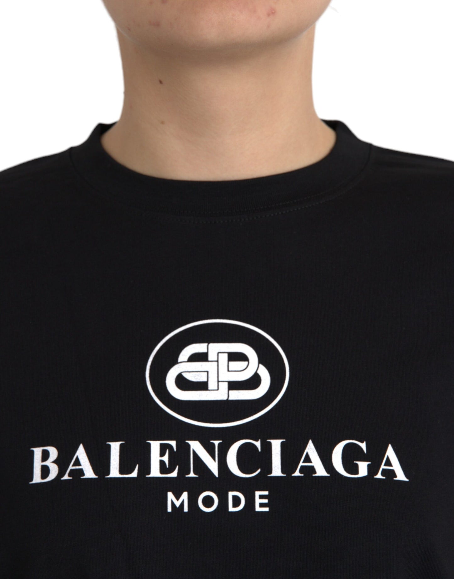 T-shirt girocollo a maniche corte con logo in cotone nero