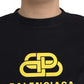 T-shirt girocollo a maniche corte con stampa logo in cotone nero