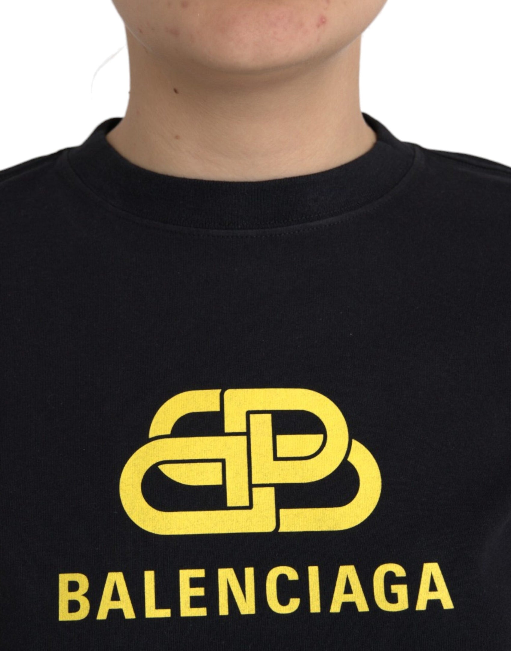 T-shirt girocollo a maniche corte con stampa logo in cotone nero