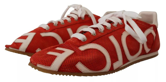 Scarpe da ginnastica casual da uomo con logo in pelle bianca rossa