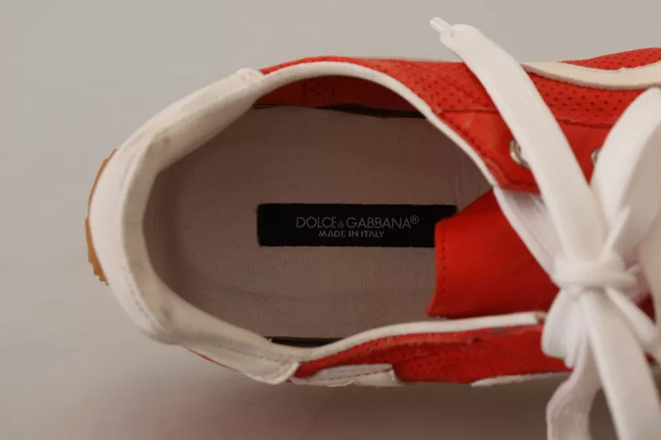 Scarpe da ginnastica casual da uomo con logo in pelle bianca rossa