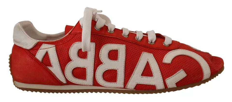 Scarpe da ginnastica casual da uomo con logo in pelle bianca rossa