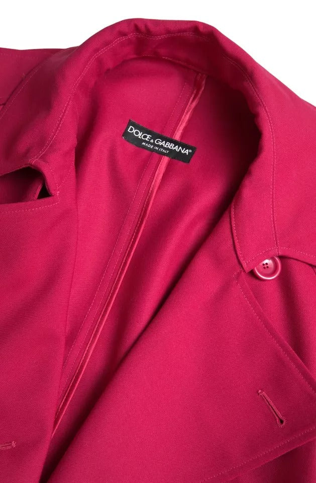 Giacca trench doppiopetto rosa scuro