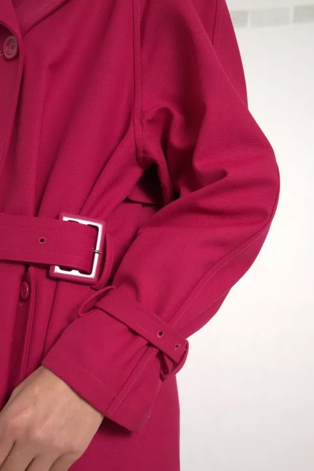 Giacca trench doppiopetto rosa scuro