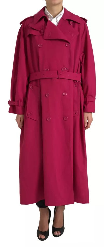 Giacca trench doppiopetto rosa scuro