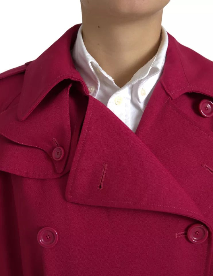 Giacca trench doppiopetto rosa scuro