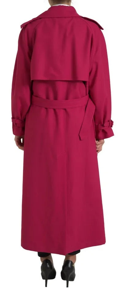 Giacca trench doppiopetto rosa scuro