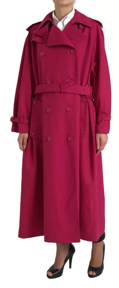 Giacca trench doppiopetto rosa scuro