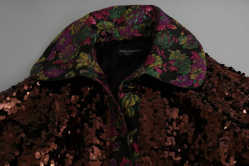 Giacca lunga in jaquard con paillettes multicolore