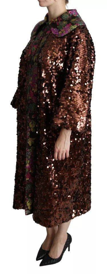 Giacca lunga in jaquard con paillettes multicolore