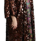 Multicolor Sequined Long Coat Jaquard Jacket