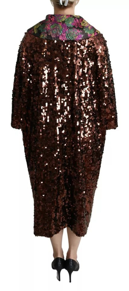 Giacca lunga in jaquard con paillettes multicolore