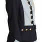 Blue Button Crystal Embellished Cotton Jacket