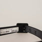 Black Velvet Leather Logo Waist Buckle Belt