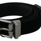 Black Velvet Leather Silver Buckle Belt