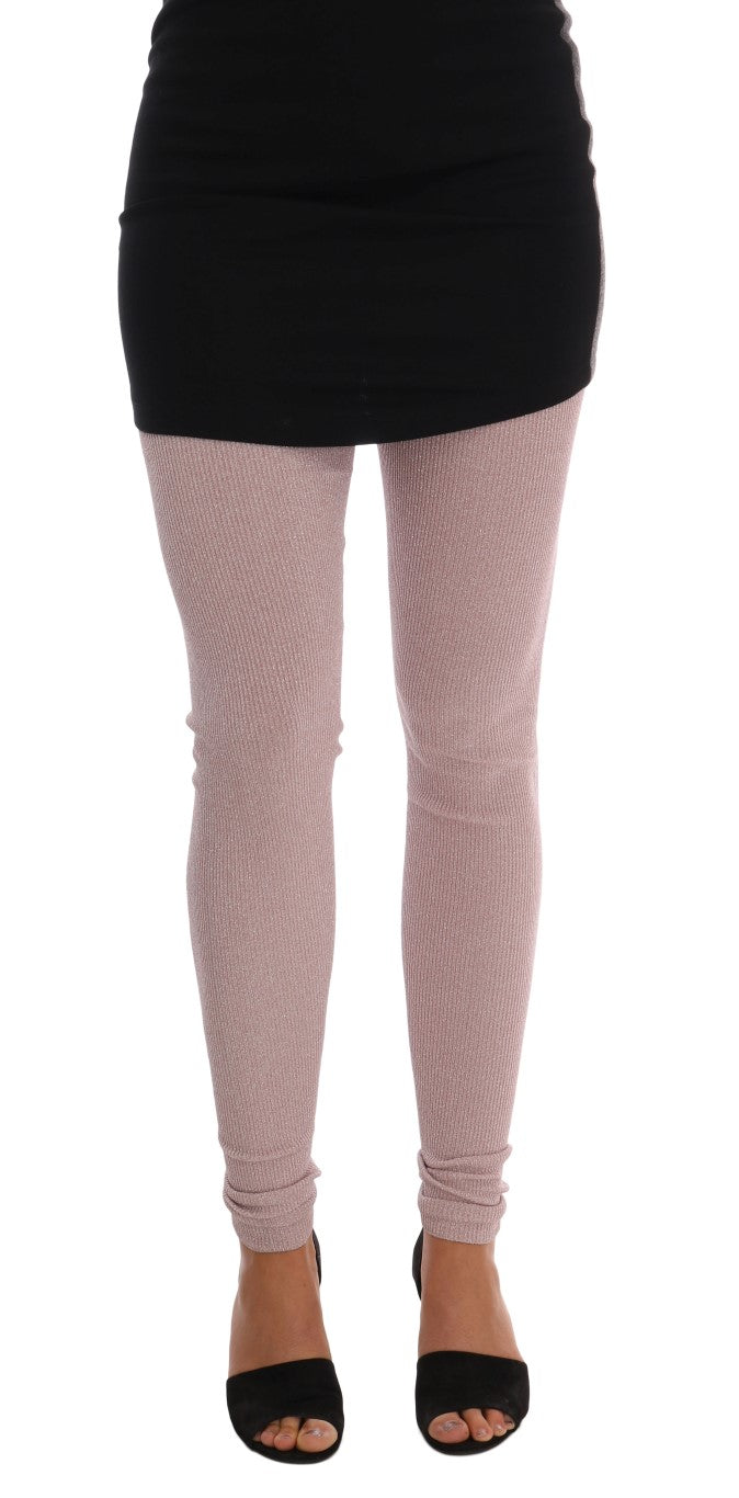 Elegante rosa Stretchhose mit mittlerer Taille