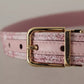 Pink Jaquard Embroidered Gold Tone Metal Buckle Belt