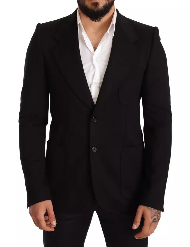 Giacca Blazer Slim Fit in Lana Nera