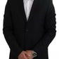 Black Wool Slim Fit Notch Jacket Blazer