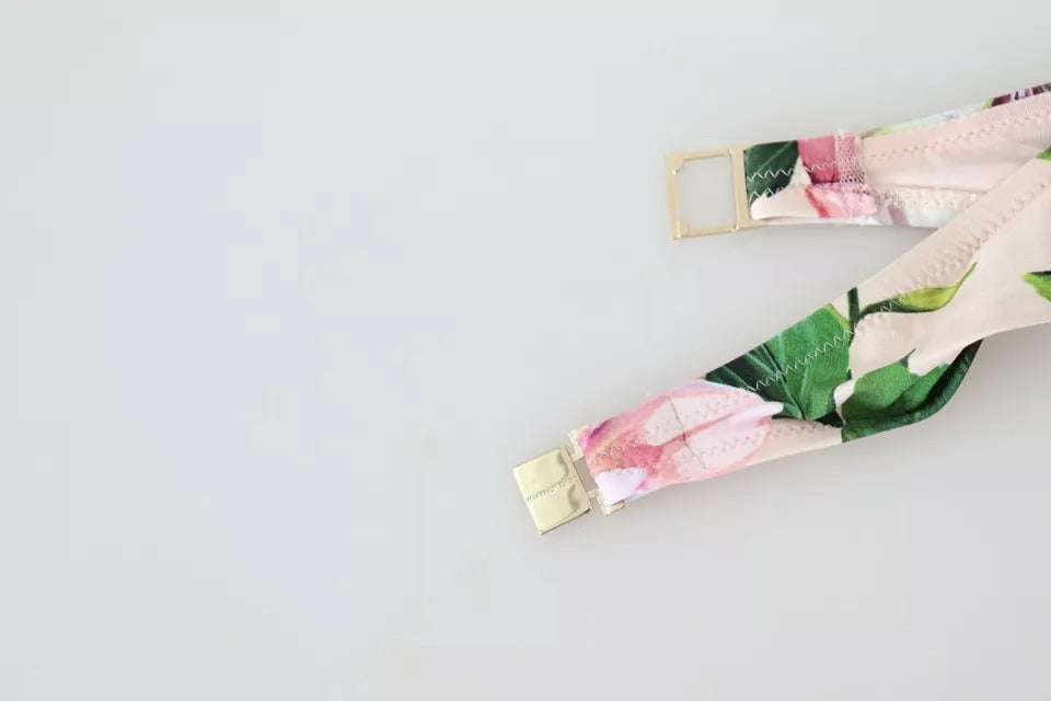 Costume da bagno con stampa floreale rosa, bikini da spiaggia