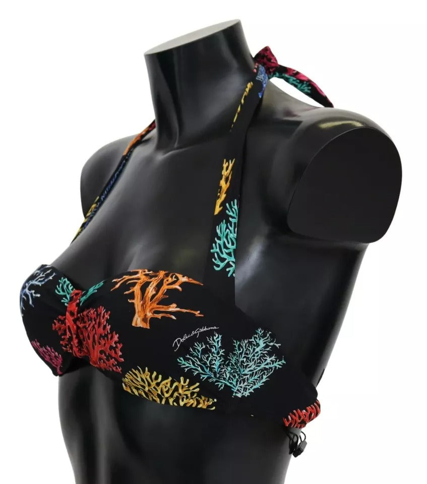 Costume da bagno con stampa di coralli neri, bikini da spiaggia