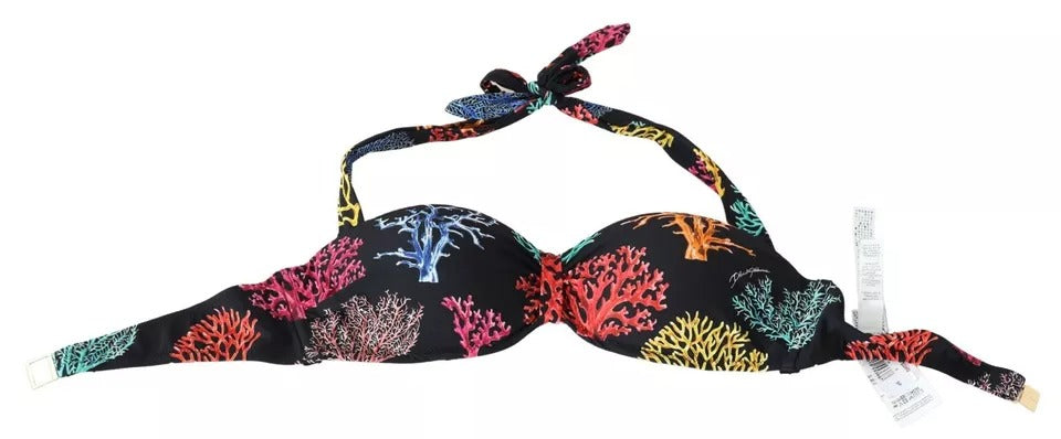 Costume da bagno con stampa di coralli neri, bikini da spiaggia