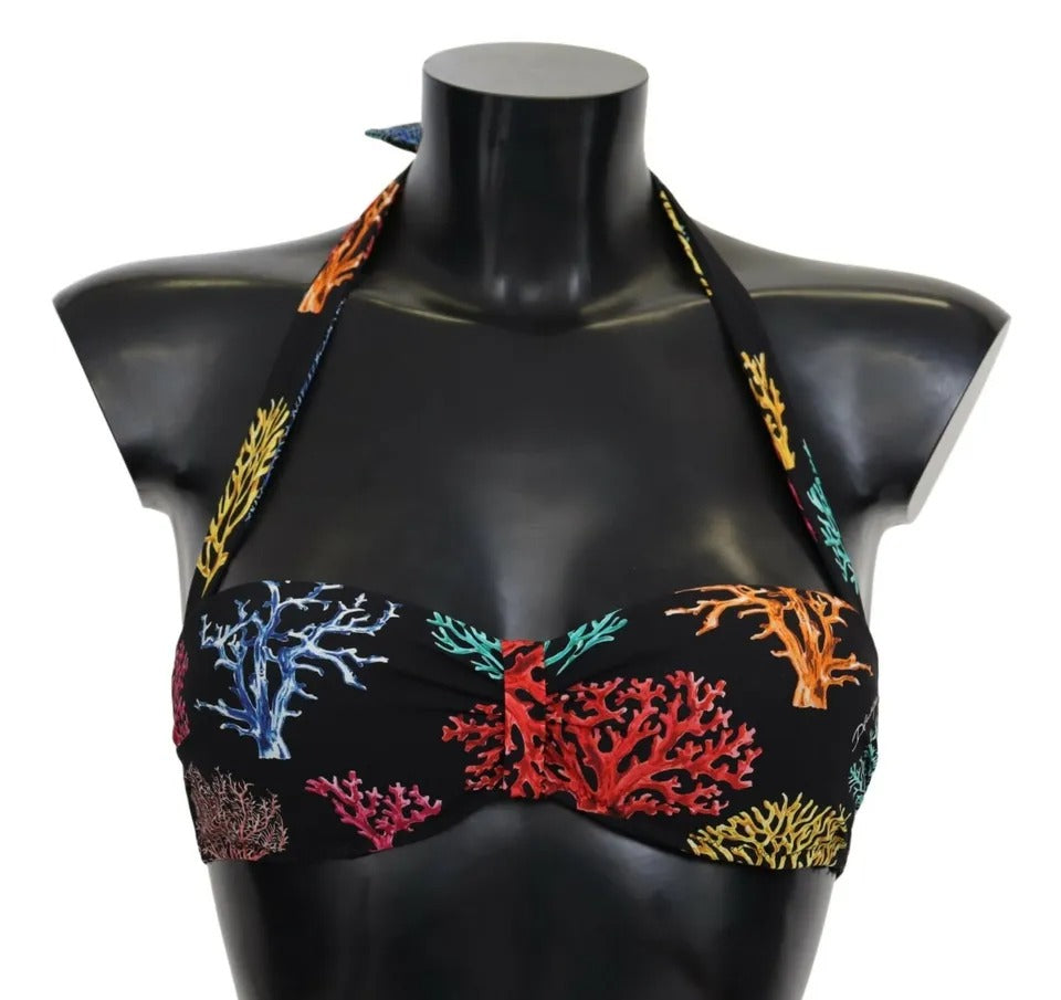 Costume da bagno con stampa di coralli neri, bikini da spiaggia