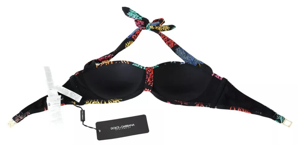 Costume da bagno con stampa di coralli neri, bikini da spiaggia