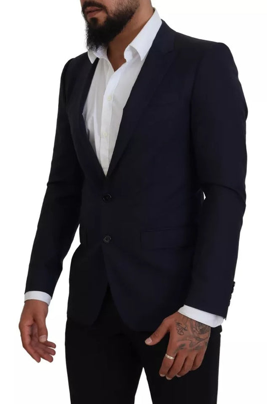 Blazer da uomo in lana blu slim fit formale