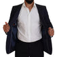 Blazer da uomo in lana blu slim fit formale