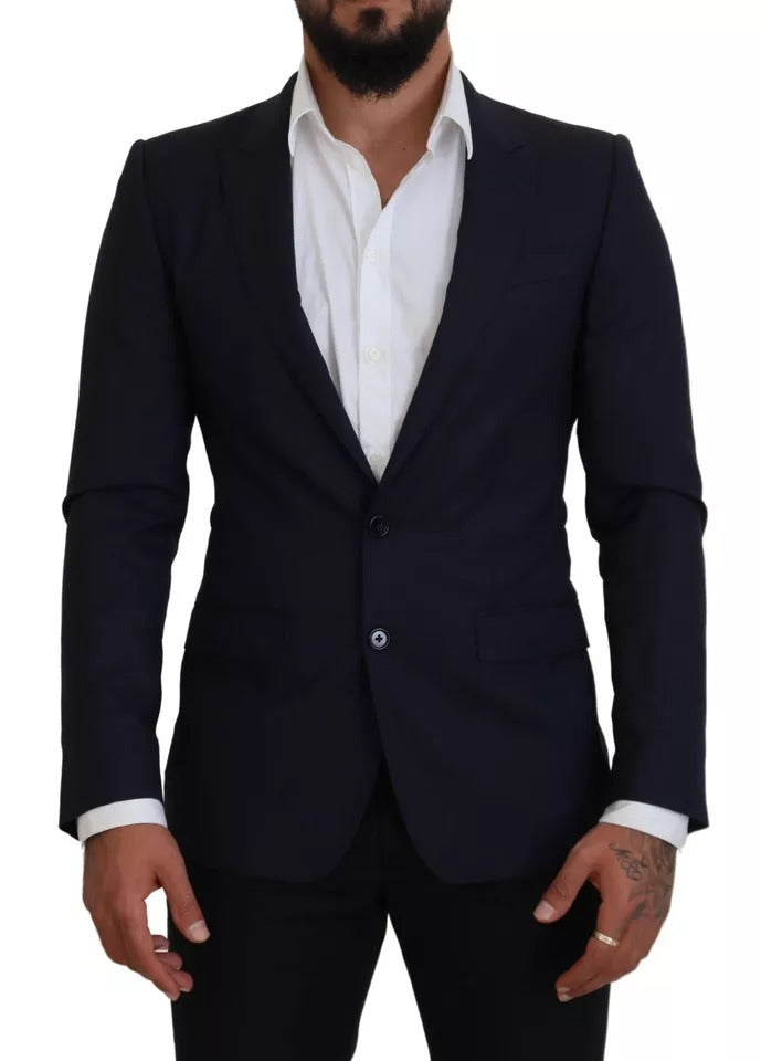 Blazer da uomo in lana blu slim fit formale