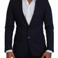 Blazer da uomo in lana blu slim fit formale