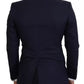 Blazer da uomo in lana blu slim fit formale