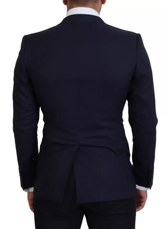 Blazer da uomo in lana blu slim fit formale