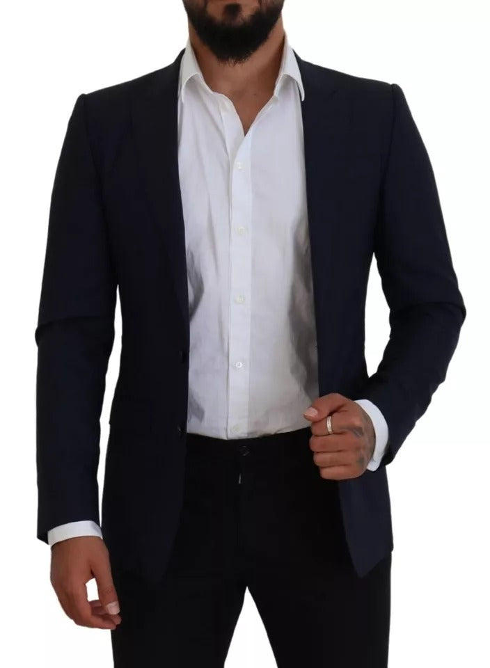 Blazer da uomo in lana blu slim fit formale