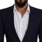 Blazer da uomo in lana blu slim fit formale