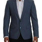 Blazer slim fit elasticizzato in lana blu