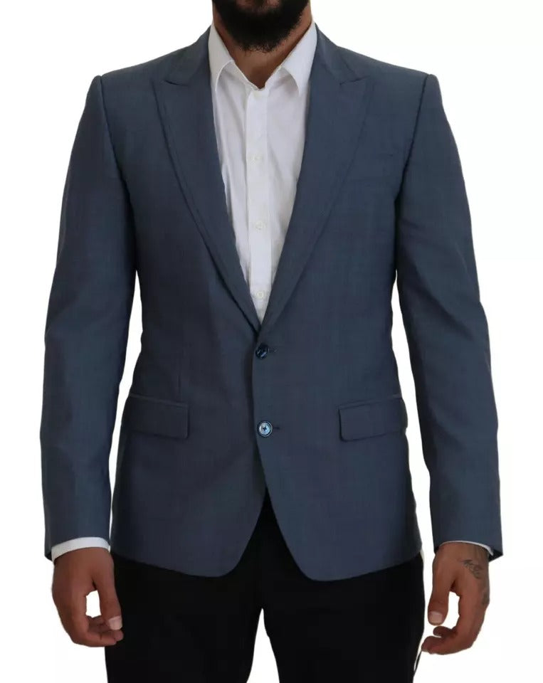 Blazer slim fit elasticizzato in lana blu