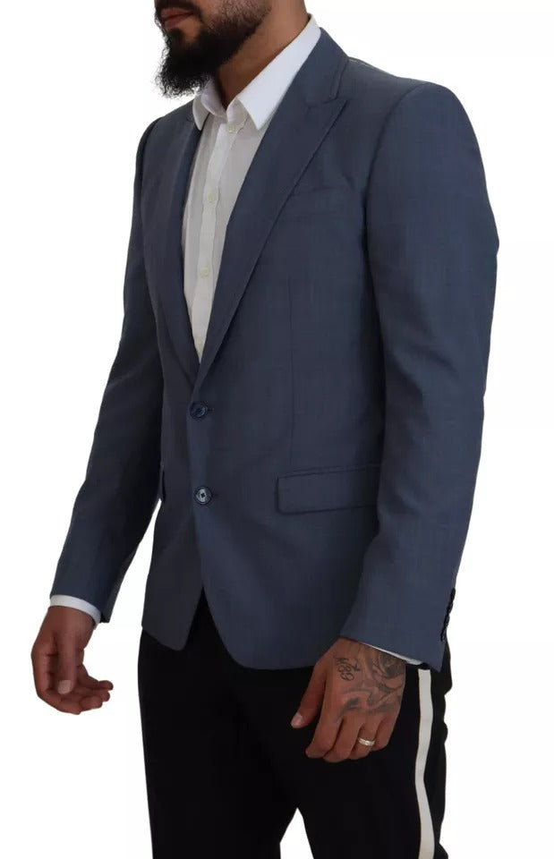 Blazer slim fit elasticizzato in lana blu