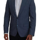 Blazer slim fit elasticizzato in lana blu