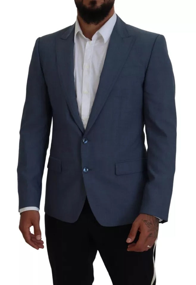 Blazer slim fit elasticizzato in lana blu