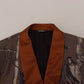 Blazer sottile in seta con stampa scimmia bronzo