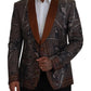 Blazer sottile in seta con stampa scimmia bronzo