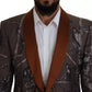 Blazer sottile in seta con stampa scimmia bronzo