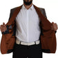 Blazer sottile in seta con stampa scimmia bronzo