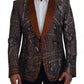 Blazer sottile in seta con stampa scimmia bronzo